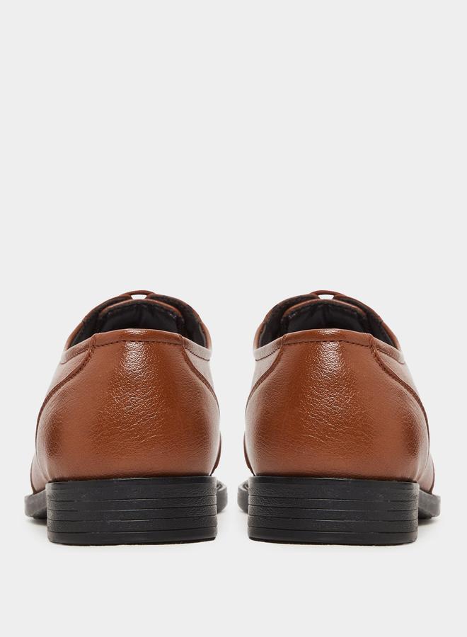 Styli Men Brown Leather Oxford Shoes - Image 4